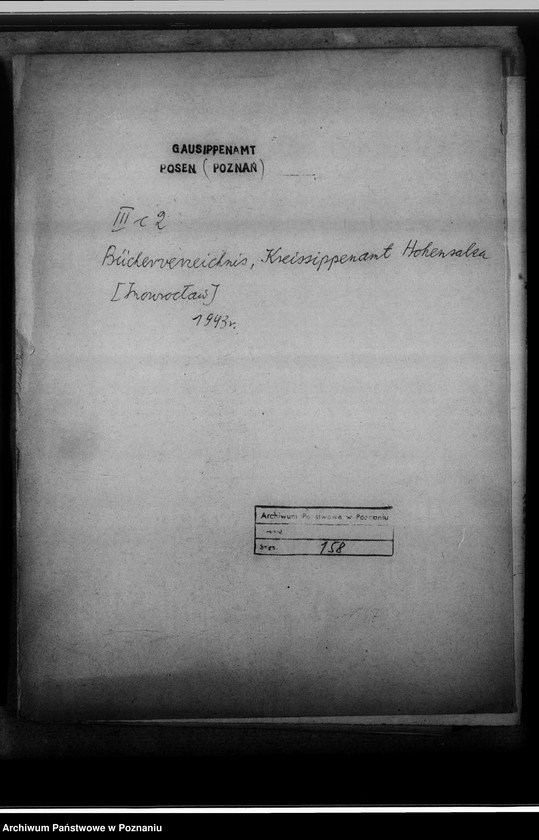 Obraz 4 z jednostki "Bücherverzeichnis, Kreissippenamt Hohensalza [Inowrocław]"