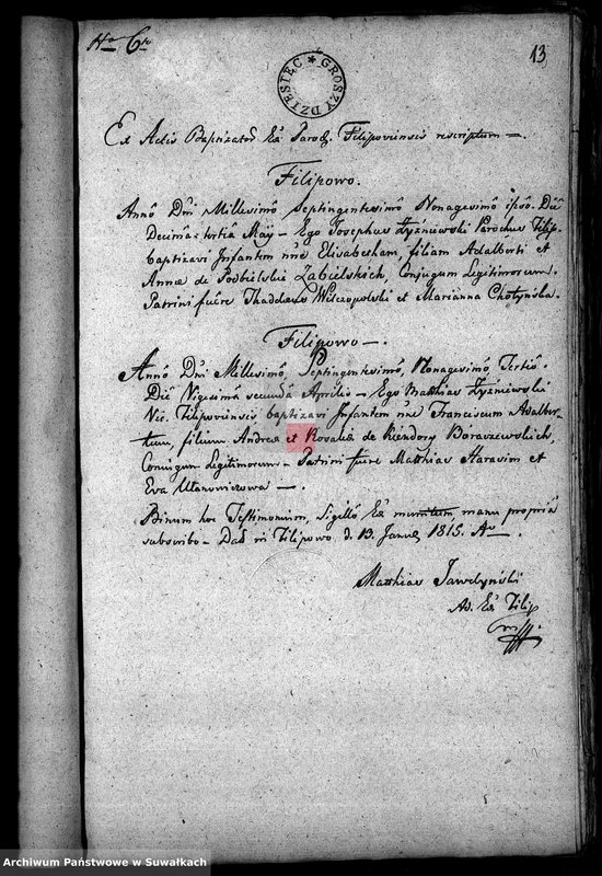 image.from.unit.number "Annexa Gminy Filipowskiey z Roku 1815"