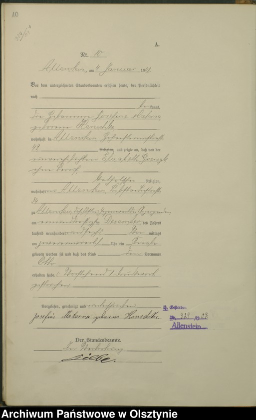 image.from.unit.number "Geburts-Haupt-Register Tom I, Nr 1-399"