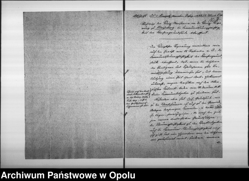 Obraz 10 z jednostki "Acta specialia des Magistrats zu Oppeln betreffend: die Entrichtung von Servis- und Communal-Beiträgen von dem, in den Besitz der evangelischen Gemeine übergangenen ehemaligen Minoriten - Klostergebäude de Anno 1839"
