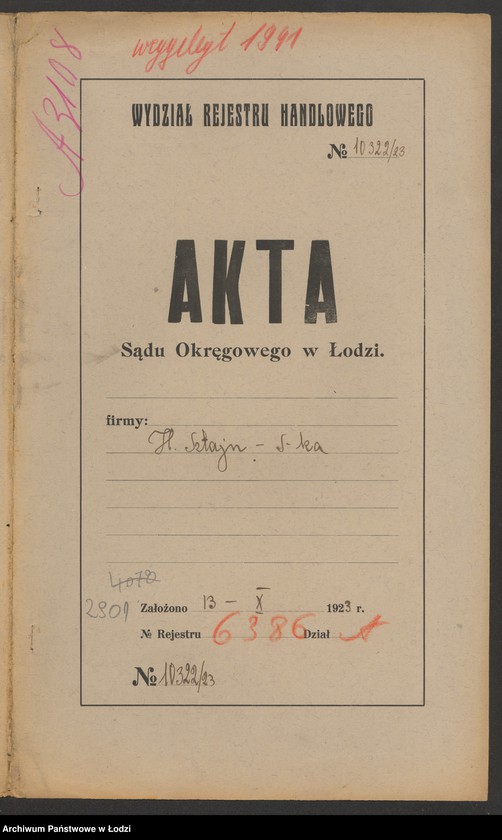 Obraz 2 z jednostki "H.Sztajn i S-ka- warsztat mechaniczny"