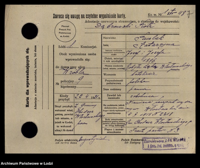 Obraz 9 z jednostki "[Spis ludności Łodzi] Pawlak"