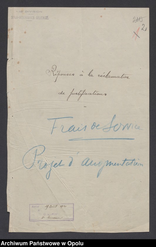 Obraz 4 z jednostki "Reponses a la reclamation de Justifications Frais de service-Projekt d