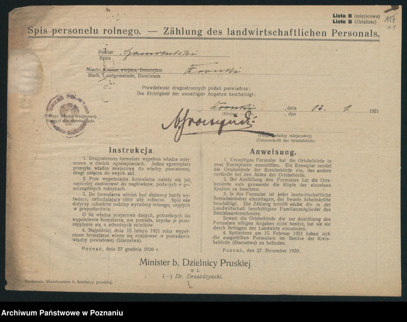 Obraz 13 z jednostki "[Spis personelu rolnego zatrudnionego w powiecie szamotulskim - wykazy zatrudnionych w poszczególnych gospodarstwach rolnych]"