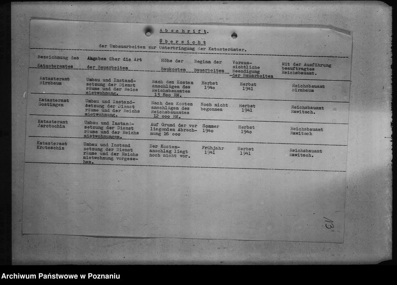 Obraz 17 z jednostki "Unterbringung der Katasterämter"