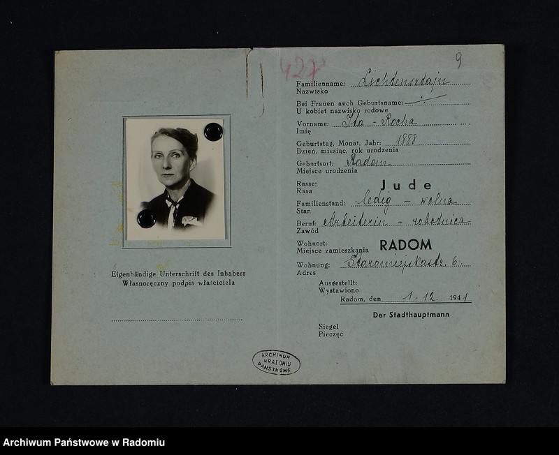 Obraz 13 z jednostki "[Wnioski o wydanie dowodów osobistych oraz nie odebrane dowody Lichtensztajn - Lipszyc]"