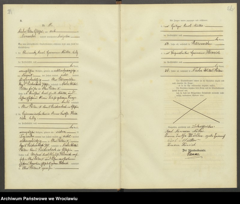 Obraz 14 z jednostki "Heiraths-Haupt-Register Nieder Peilau (Piława Dolna) 1913-1917"