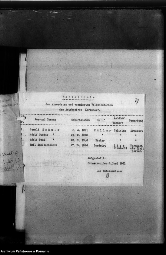 Obraz 8 z jednostki "Kreis Kalisch (Kalisz). Korespondencja w sprawie miejscowych Niemców, którzy zginęli w 1939 roku"