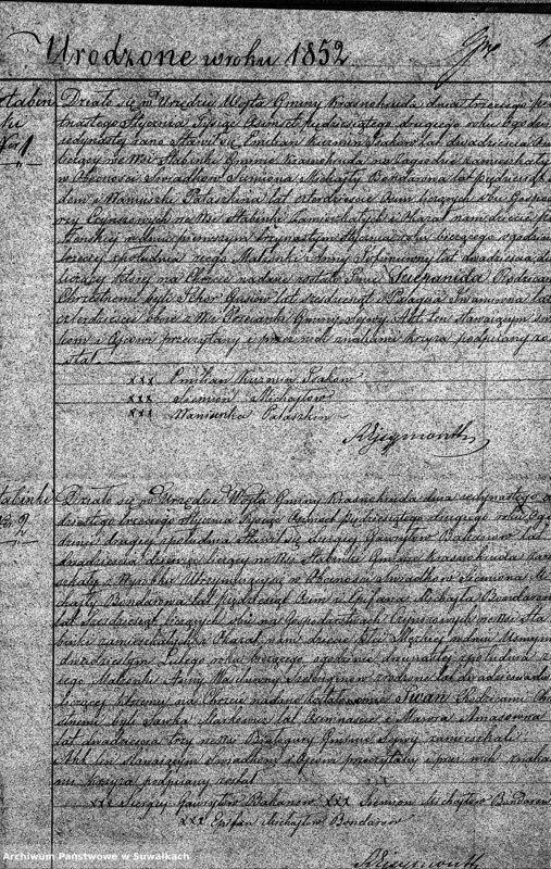image.from.unit.number "Duplikat Urodzonych Zaślubionych Zmarłych Sekty Filiponów z Gminy Krasnohruda na 1852 rok"