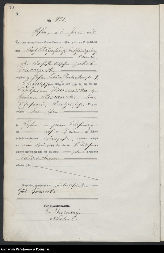 Obraz 12 z jednostki "Księga miejscowa urodzeń tom III[Rejestr główny urodzeń]"