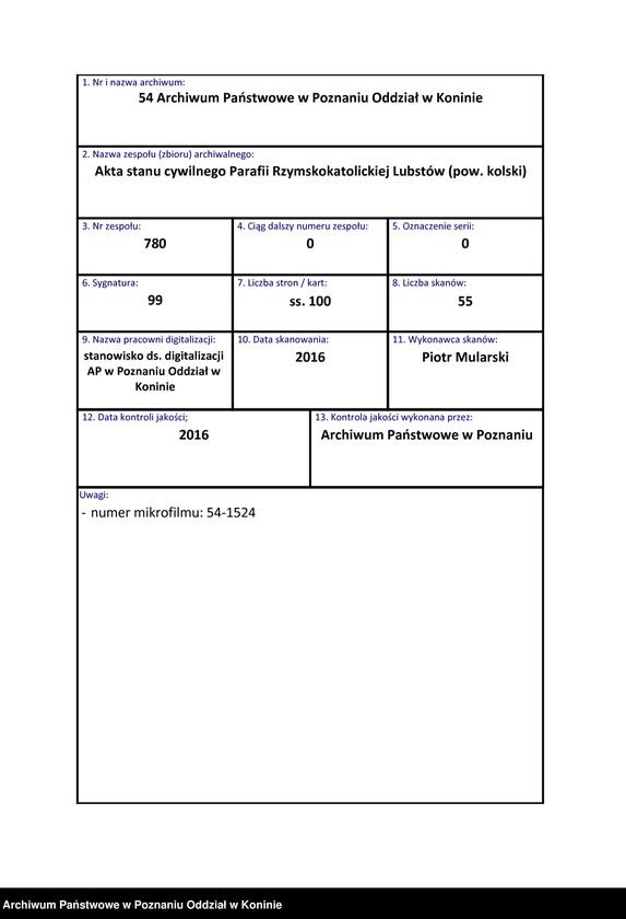 Obraz 1 z jednostki "Księga urodzeń, małżeństw i zgonów"