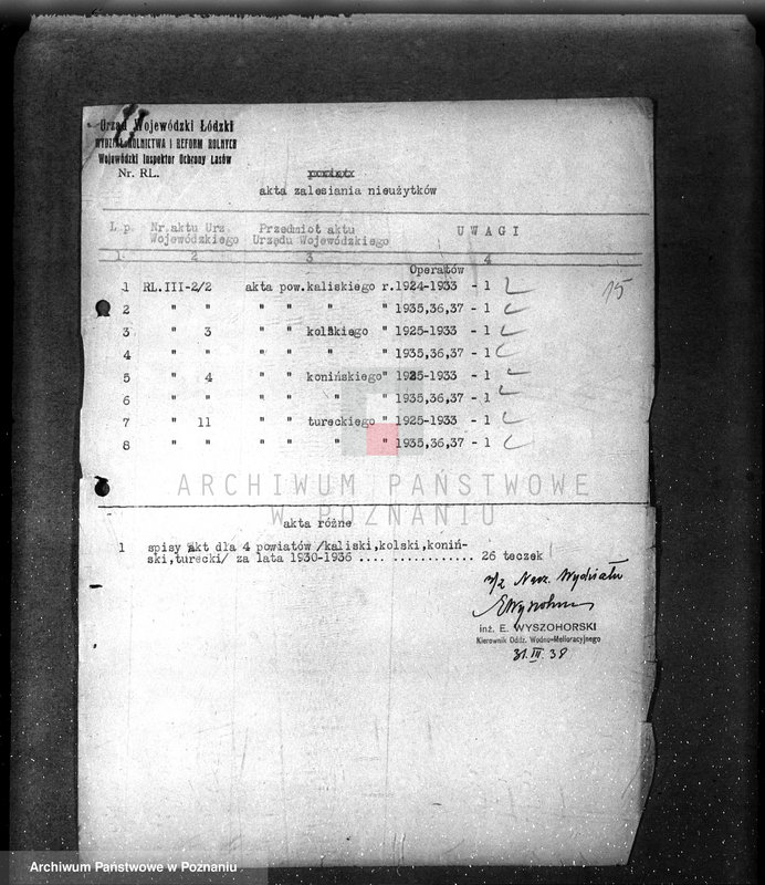 image.from.unit.number "/Inspektorat Ochrony Lasów/ /przejmowanie materiałów aktowych spisy akt/"