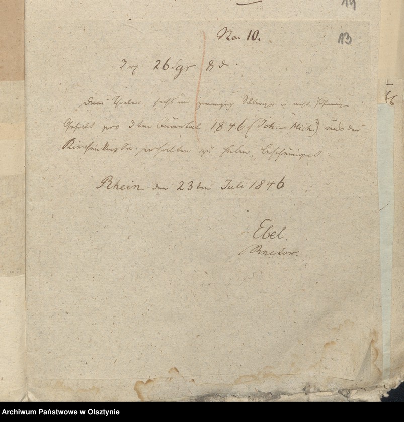image.from.unit.number "Beläge zur Jahres Rechnung der Kirche zu Rhein für das Jahr 1846"