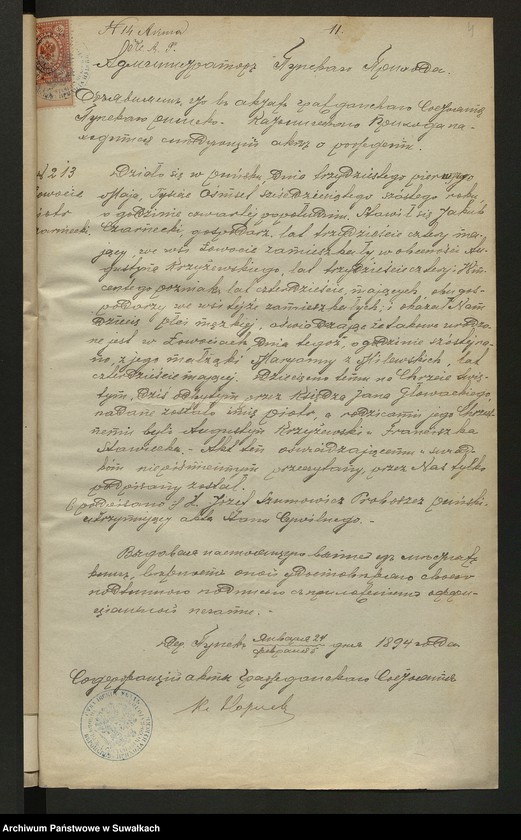 image.from.unit.number "Aneks [do akt małżeństw parafia rzymskokatolicka] Kaletnik 1894"