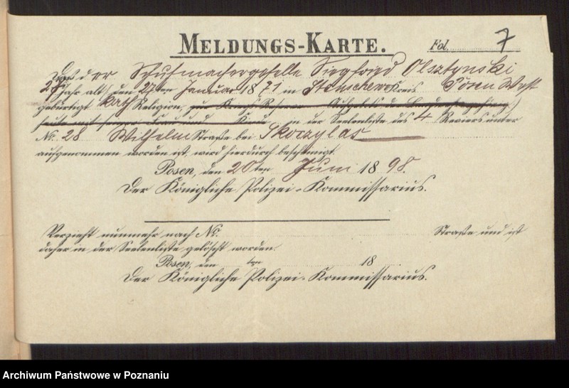 Obraz 9 z jednostki "Die von den Verlobten beigebrachten Urkunden zur Eheschliessung pro 1898"