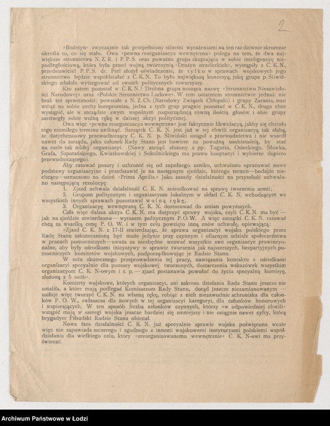 Obraz 2 z jednostki "[Ulotka programowa Centralnego Komitetu Narodowego]"