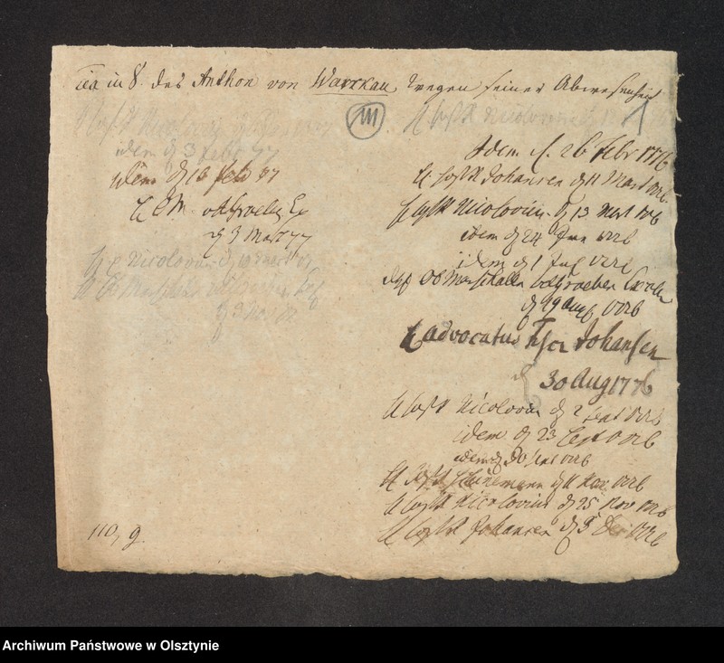 image.from.unit.number "In S. [Sachen] des Anthon von Warckau wegen seiner Abwesenheit"