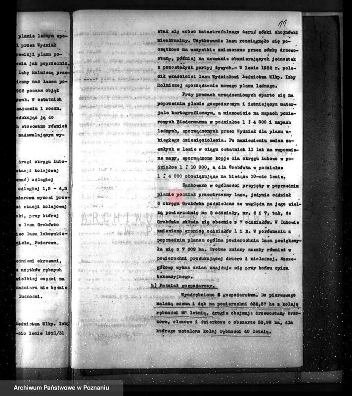 image.from.unit.number "Plan urządzenia gospodarstwa leśnego dla lasu majętności Pożarowo powiat szamotulski 1932-1942"