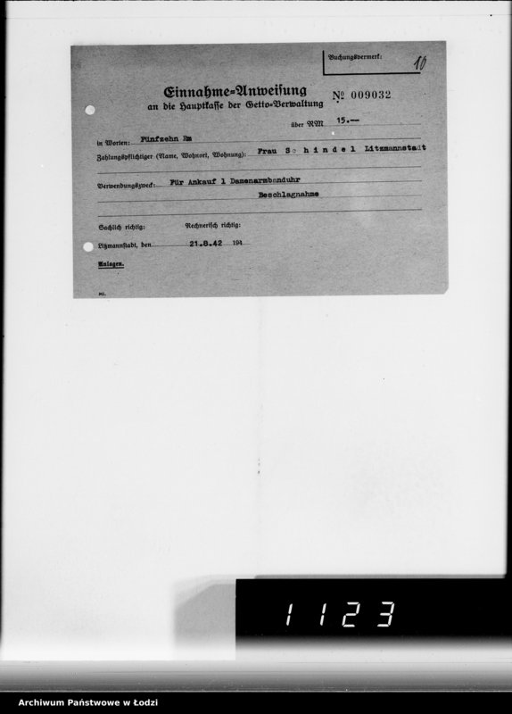 Obraz 14 z jednostki "Einnahme Anweisungen Sonderkonto"