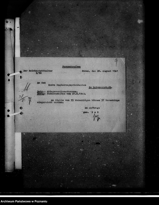 Obraz 13 z jednostki "Kriegsverdienstkreuze- Regierungspräsident Litzmannstadt (Łódź)"