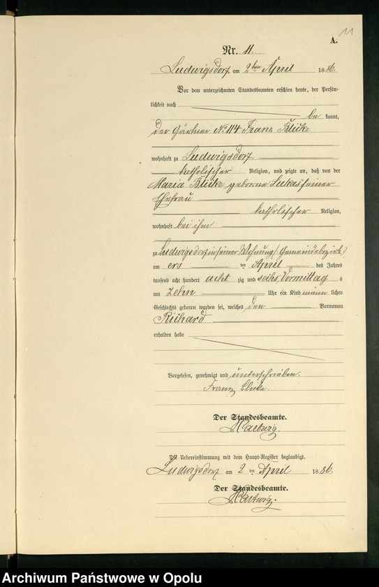 Obraz 15 z jednostki "Geburts-Neben-Register des Standesamts Ludwigsdorf pro 1886"