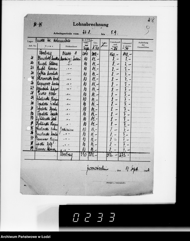 Obraz 12 z jednostki "Sonderkonto 12300. Arbeitsamt Hohensalza Lager:Amsee (Reuther- Tiefbau), Hohensalza Amsee, (Continentale Wasserwerk- Gesellschaft), Bahnhof Hohensalza (Otto Quast), Jakschitz (Otto Quast), Weidener Weiche, Reichsbahn (Otto Quast)."