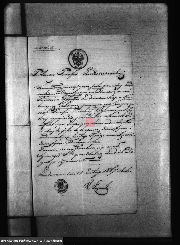 image.from.unit.number "Dowody do akt ślubnych Parafii Puńsk za r 1867"