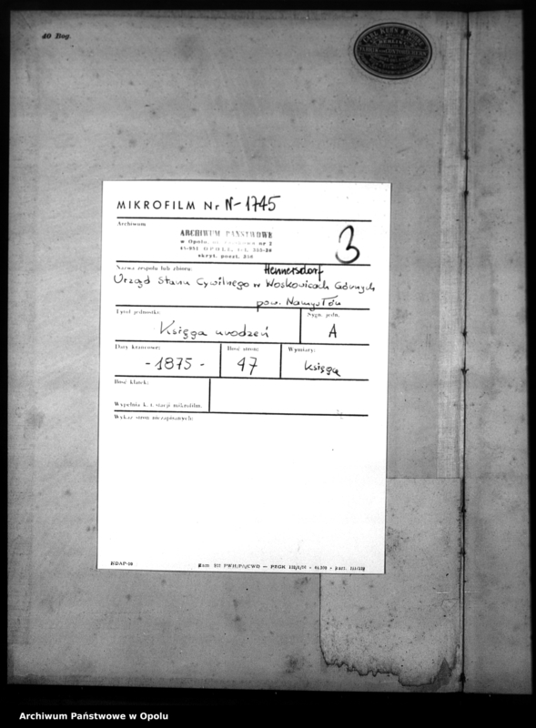 image.from.unit.number "Geburts-Neben-Register des Standesamtsbezirks Hennersdorf [1875]"