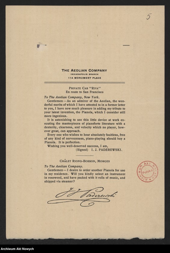 image.from.unit.number "I. J. Paderewski w latach 1890-1939. Wycinki prasowe, odbitki, fotografie (szt.65); brak fot. nr 3"