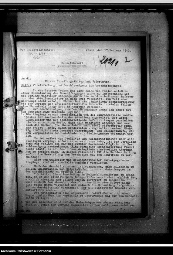 Obraz 6 z jednostki "Geschäftsgang. Dienstzeit. Gewerbeaufsicht. Politische Beurteilung der Beamten. Entlohnung der Polen. Ausder Rede des Gauleiters"