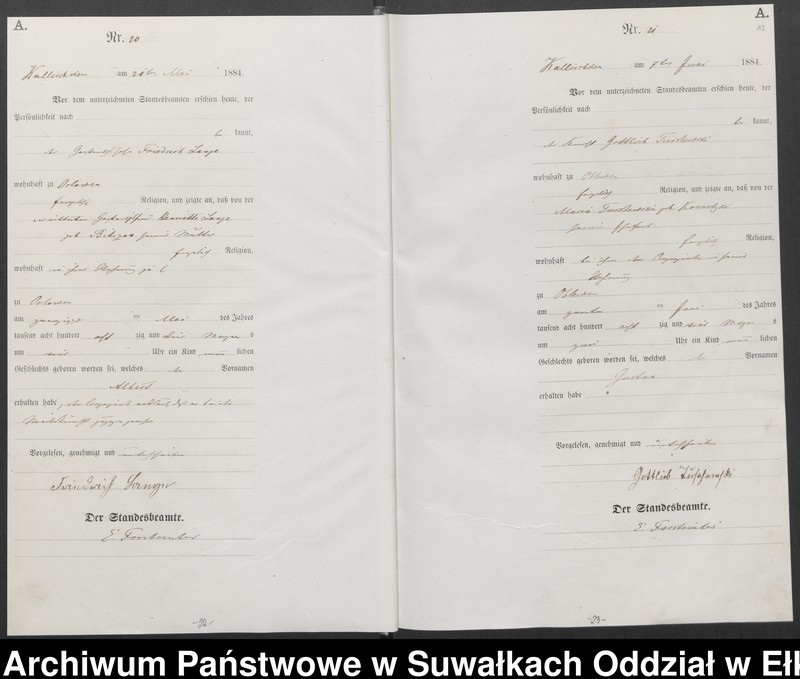 image.from.unit.number "Geburts-Haupt-Register des Königlichen Preussischen Standes-Amtes Kallischken Kreis Johannisburg"