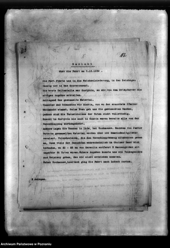 Obraz 20 z jednostki "Akten betr. Fätigkeits- und Fahrt berichte der Zweigrtelle Londreh (Łódź)"