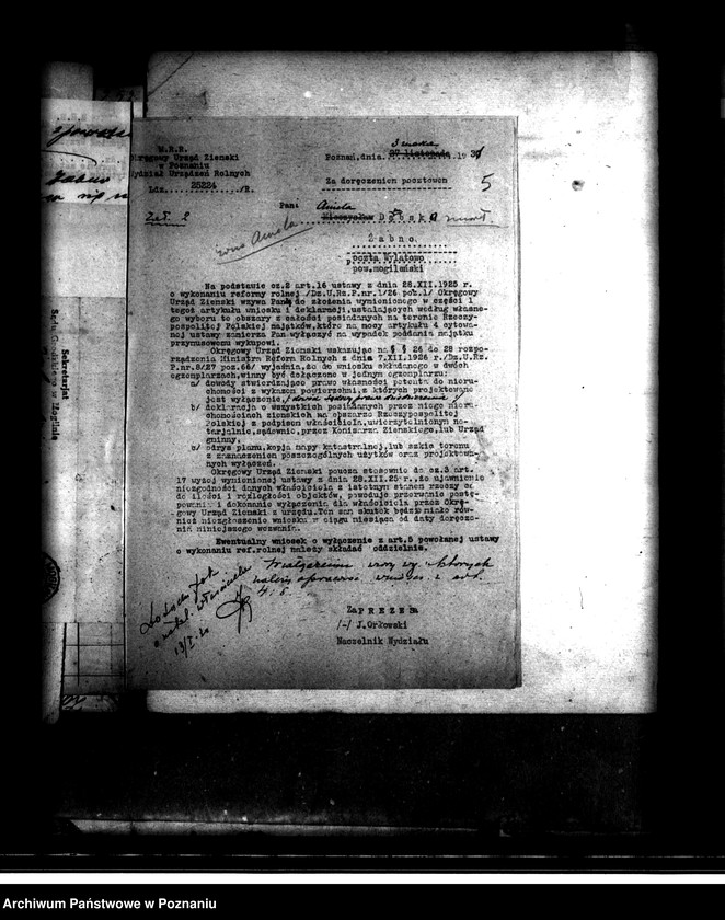 image.from.unit.number "Majątek Żabno powiatu mogileńskiego wyłączenie z art. 4 i 5 ustawy o wykonaniu reformy rolnej Aniela Dębska"