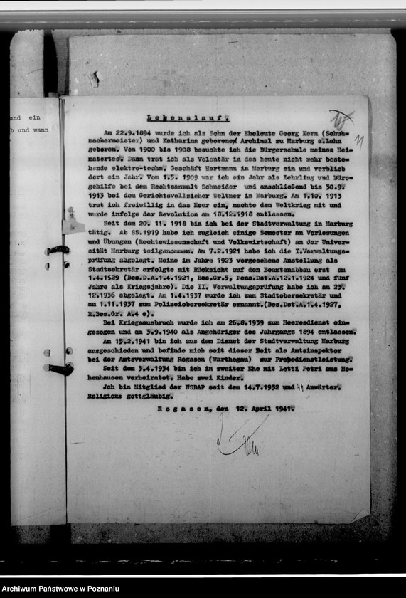 Obraz 15 z jednostki "Kern, Rudolf, Personalkten des Amtsinspektors"