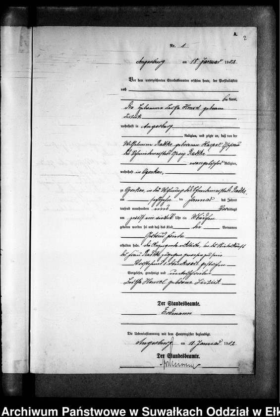 image.from.unit.number "Geburts-Neben-Register des Preussischen Standes-Amtes Gr. Strengeln Kreis Angerburg"