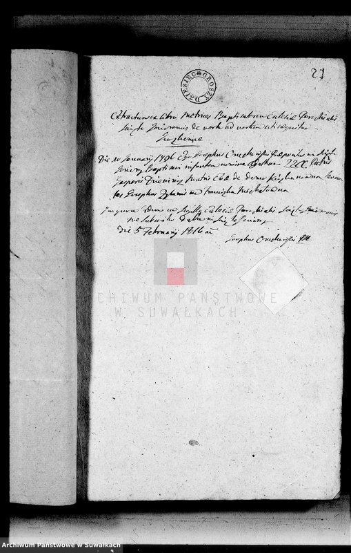 image.from.unit.number "Annexa urodzonych metryk Gminy Święto Jeziorskiej powiatu sejneńskiego 1816"