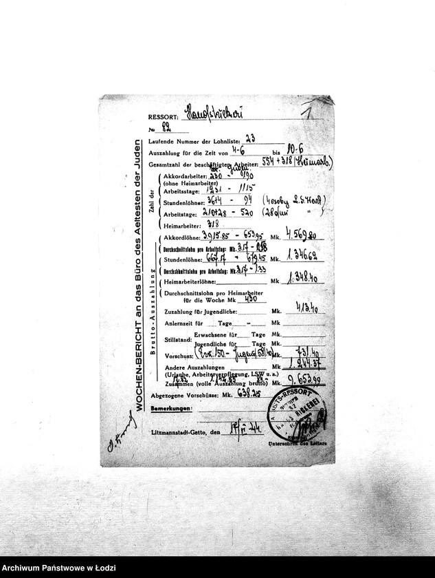 Obraz 4 z jednostki "[Tygodniowe sprawozdania resortów pracy: liczba pracowników, czas pracy, wysokość płacy]"