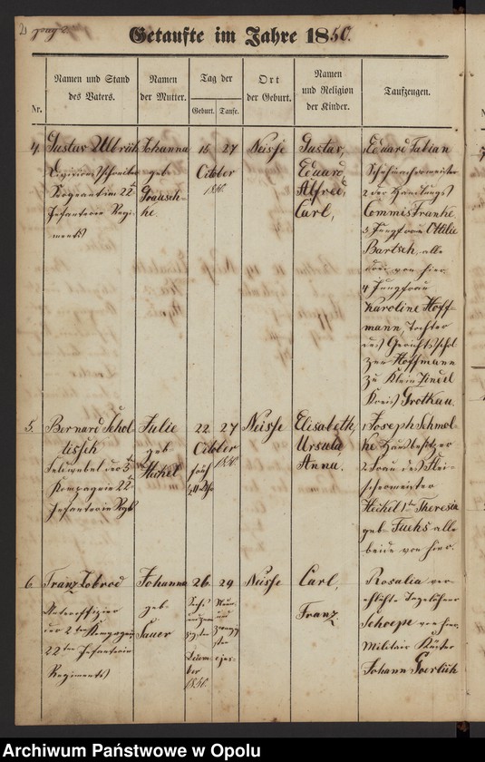 image.from.unit "Katholisches Militair Tauf-Buch für das Königliche 22-te Infanterie Regiment anfangend vom Monat Mai des Jahres 1850"