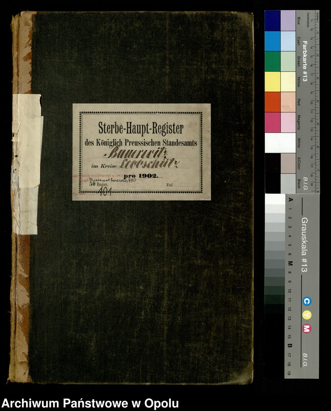 Obraz 3 z jednostki "Sterbe-Haupt-Register Standesamts Bauerwitz pro 1902"