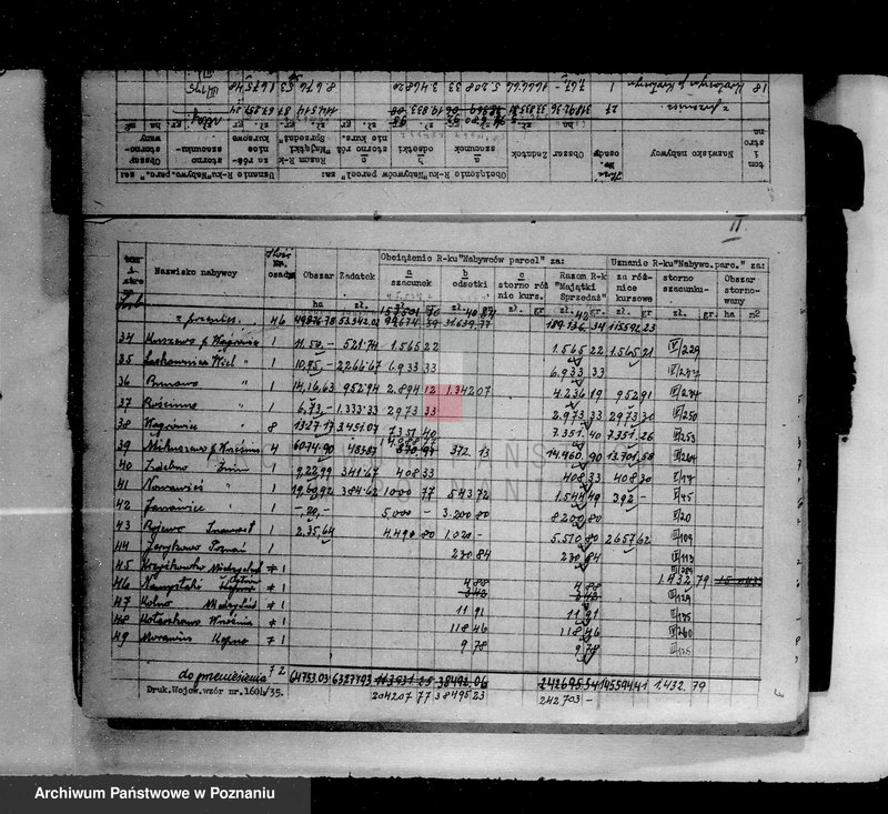 Obraz 7 z jednostki "Obciążenia rachunku nabywców parcel za szacunki /osady markowe/"