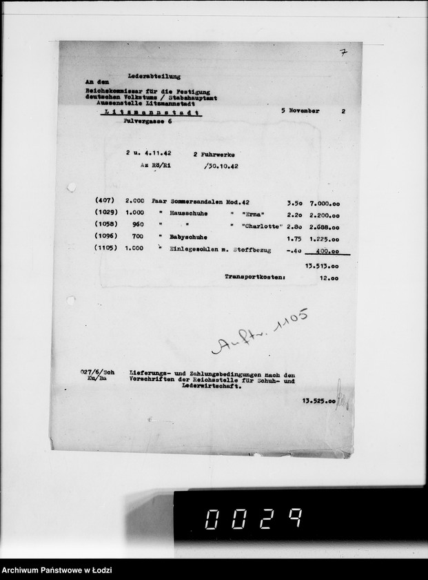 Obraz 11 z jednostki "Aufträge 1105 50.000 P.Einlegesohlen"