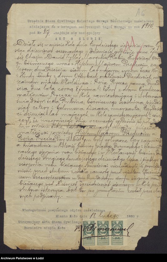 Obraz 18 z jednostki "Widzewianka- Judka Majerczyk, Aron Herszberg, Hijel Majer Przedecki- sprzedaż wyrobów i innych towarów Widzewskiej Manufaktury Sp. Akc."