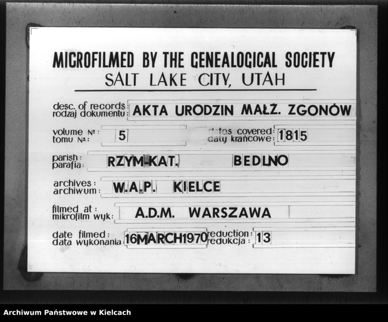 image.from.team "Akta stanu cywilnego Parafii Rzymskokatolickiej w Bedlnie"