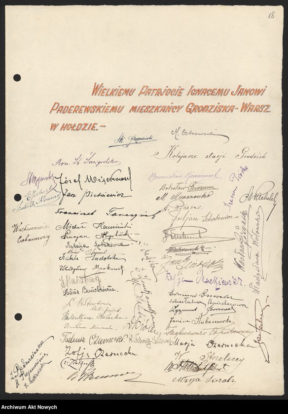 image.from.unit.number ""Jego Ekscelencji Jaśnie Wielmożnemu Panu Prezydentowi Ignacemu J. Paderewskiemu w najgłębszym hołdzie w dniu imienin - 31 lipca 1923". Album pamiątkowy z podpisami wielu znanych osób, oprawny we wzorzysty kilim"