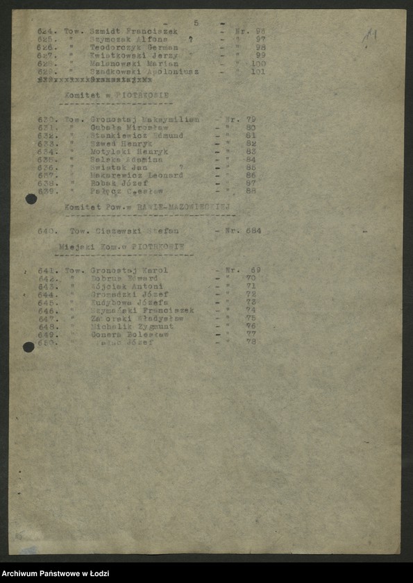 Obraz 15 z jednostki "Wykaz uczestników [nadzwyczajnej] konferencji aktywu PPS"