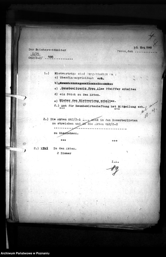 Obraz 12 z jednostki "Wohnungszuweisungen für Deutsche. Verdrängung der Polen."