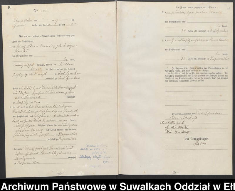 image.from.unit.number "Heiraths-Haupt-Register des Königlichen Preussischen Standes-Amtes Kumilsko Kreis Johannisburg"
