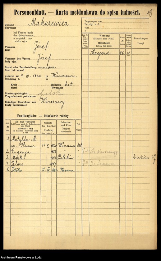 Obraz 20 z jednostki "[Spis ludności Łodzi] Mak - Makowski"