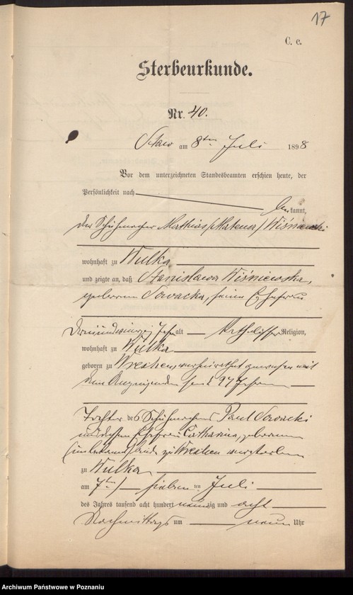 Obraz 19 z jednostki "Die von den Verlobten beigebrachten Urkunden zur Eheschliessung pro 1899"