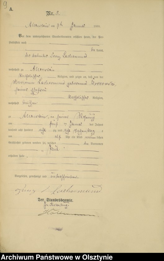 image.from.unit.number "Geburts-Haupt-Register Tom I,Nr 1 - 400"